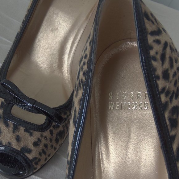 New Stuart Weitzman Leopard Print Peep Toe Pumps sz 8 - Picture 11 of 15
